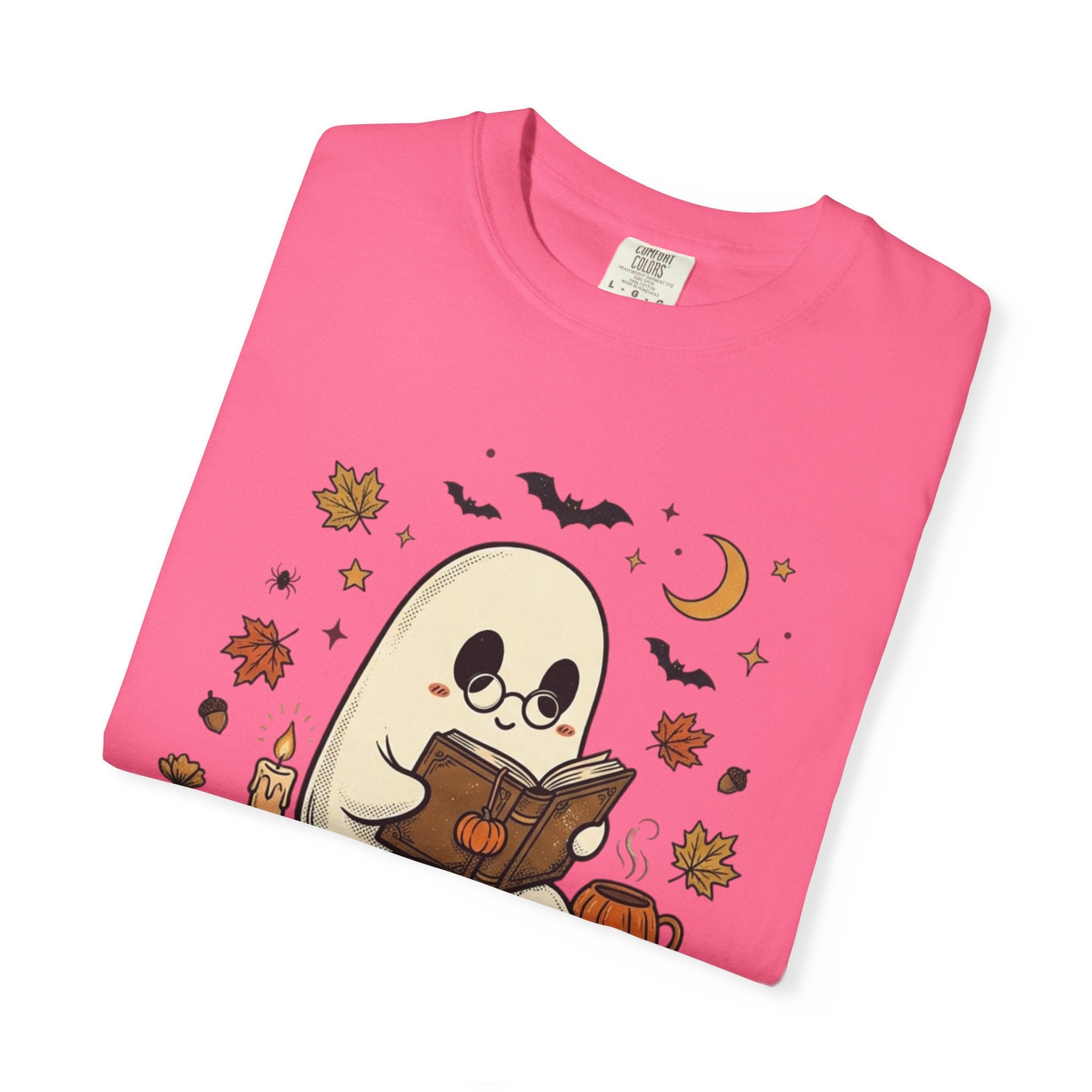 Ghost Reading Halloween T-Shirt – Cute Spooky Pumpkin & Books Tee