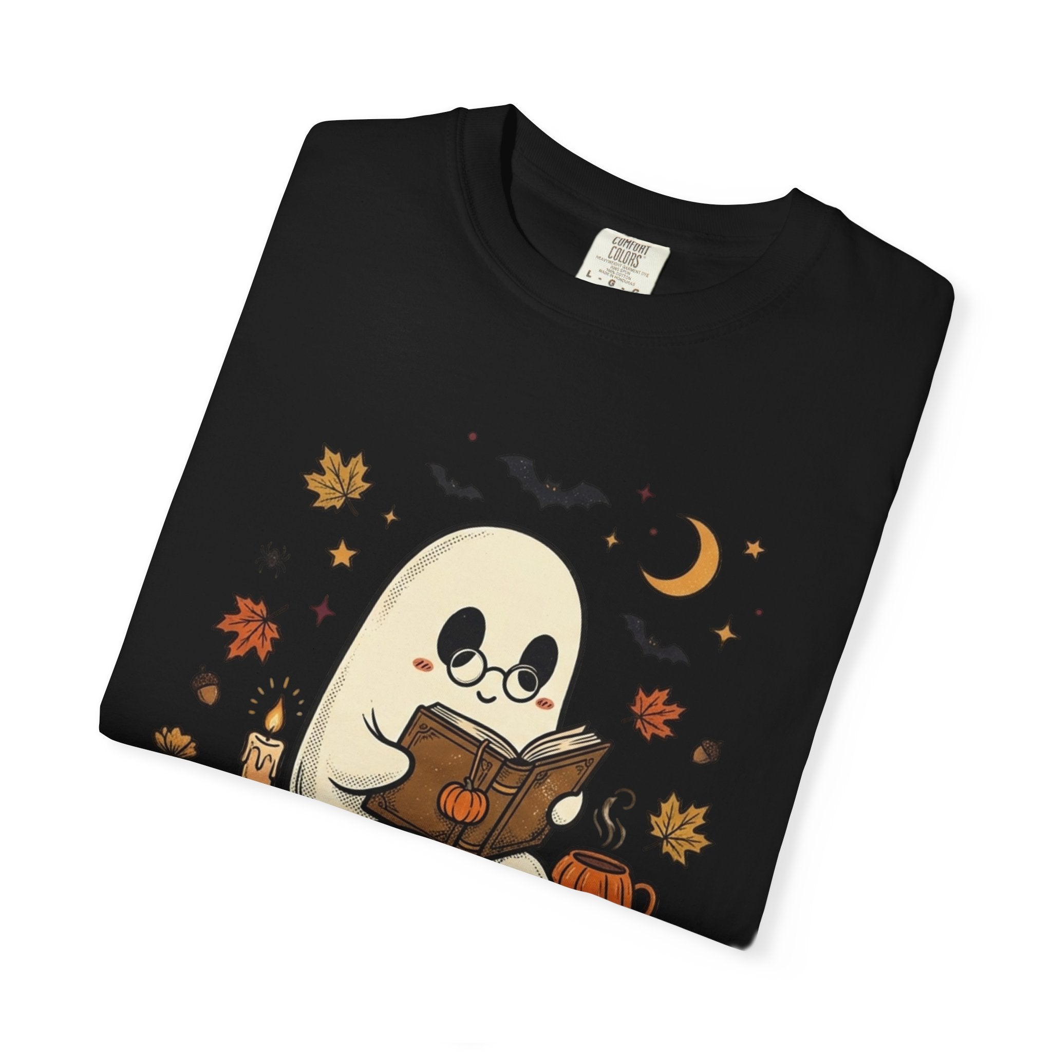 Ghost Reading Halloween T-Shirt – Cute Spooky Pumpkin & Books Tee