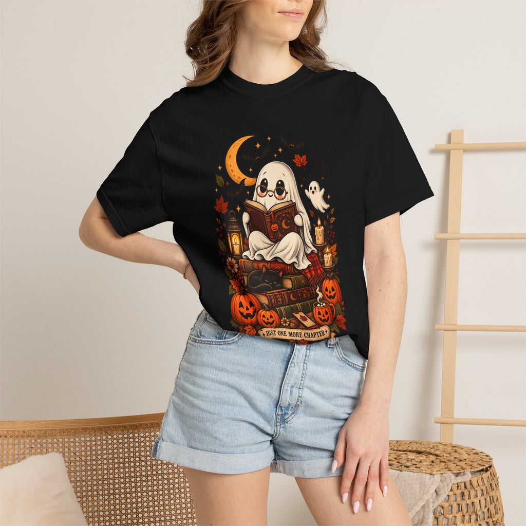 Halloween Ghost Reading T-Shirt — Cute Spooky Pumpkin & Bats Tee