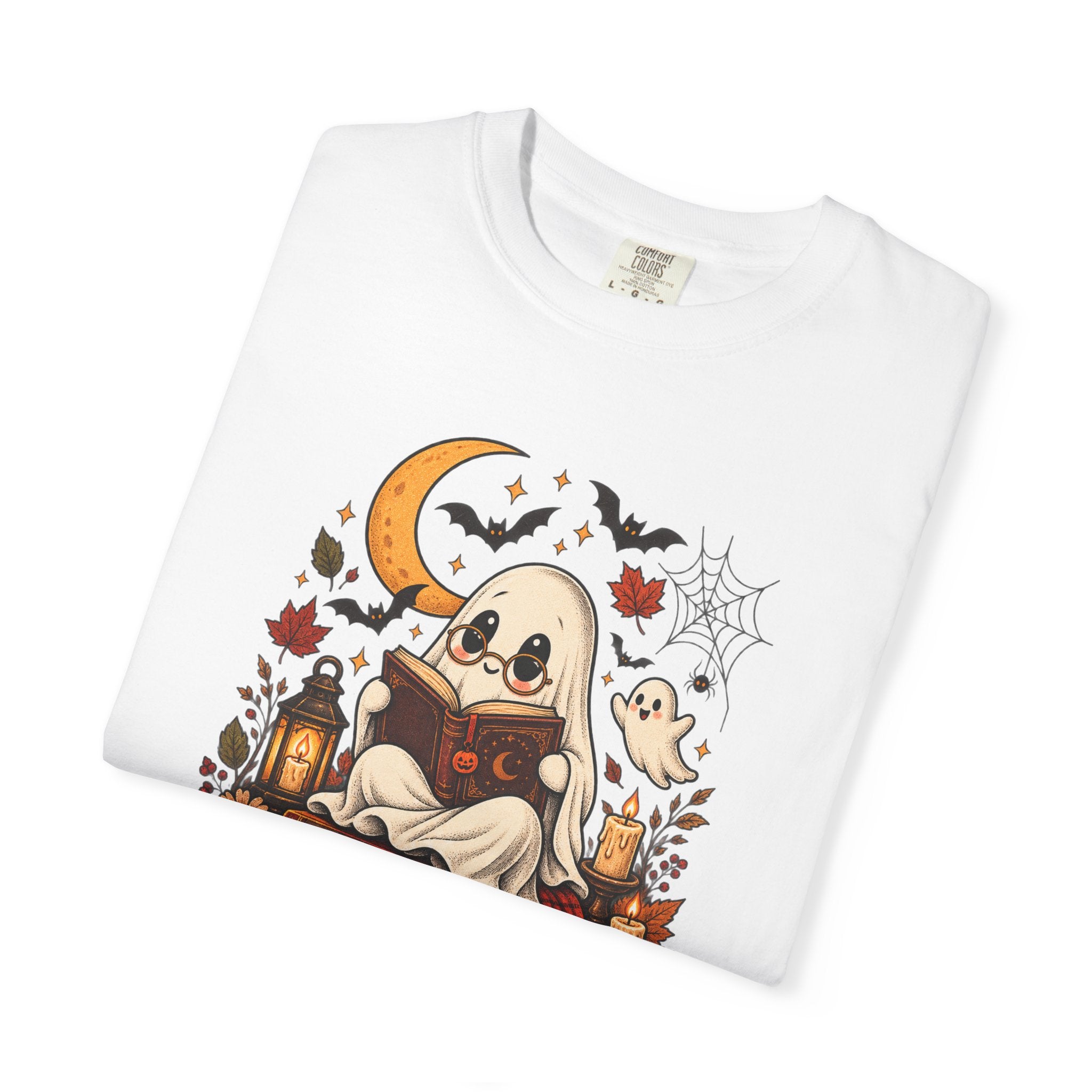 Halloween Ghost Reading T-Shirt — Cute Spooky Pumpkin & Bats Tee
