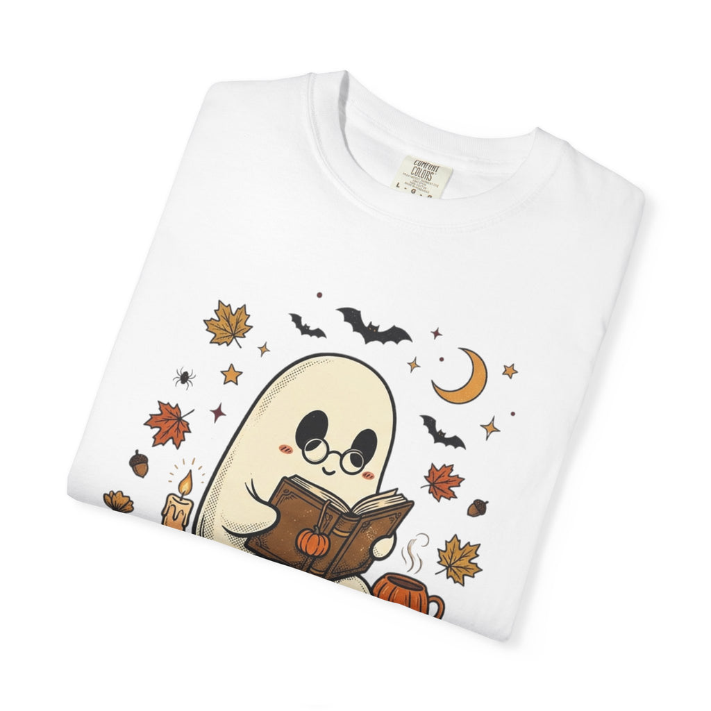 Ghost Reading Halloween T-Shirt – Cute Spooky Pumpkin & Books Tee