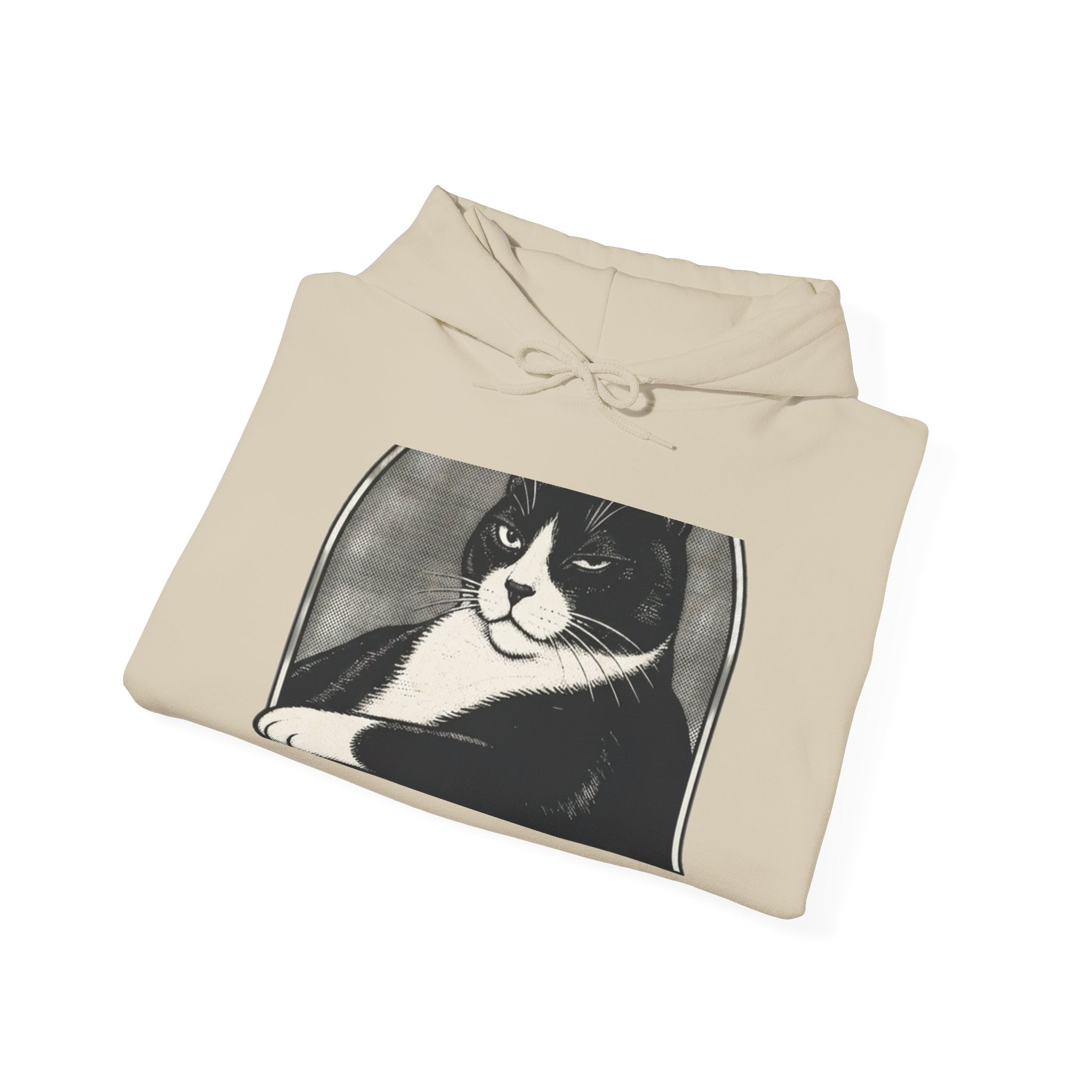 Tuxedo Cat Hoodie — Retro Black & White Cat Art Pullover