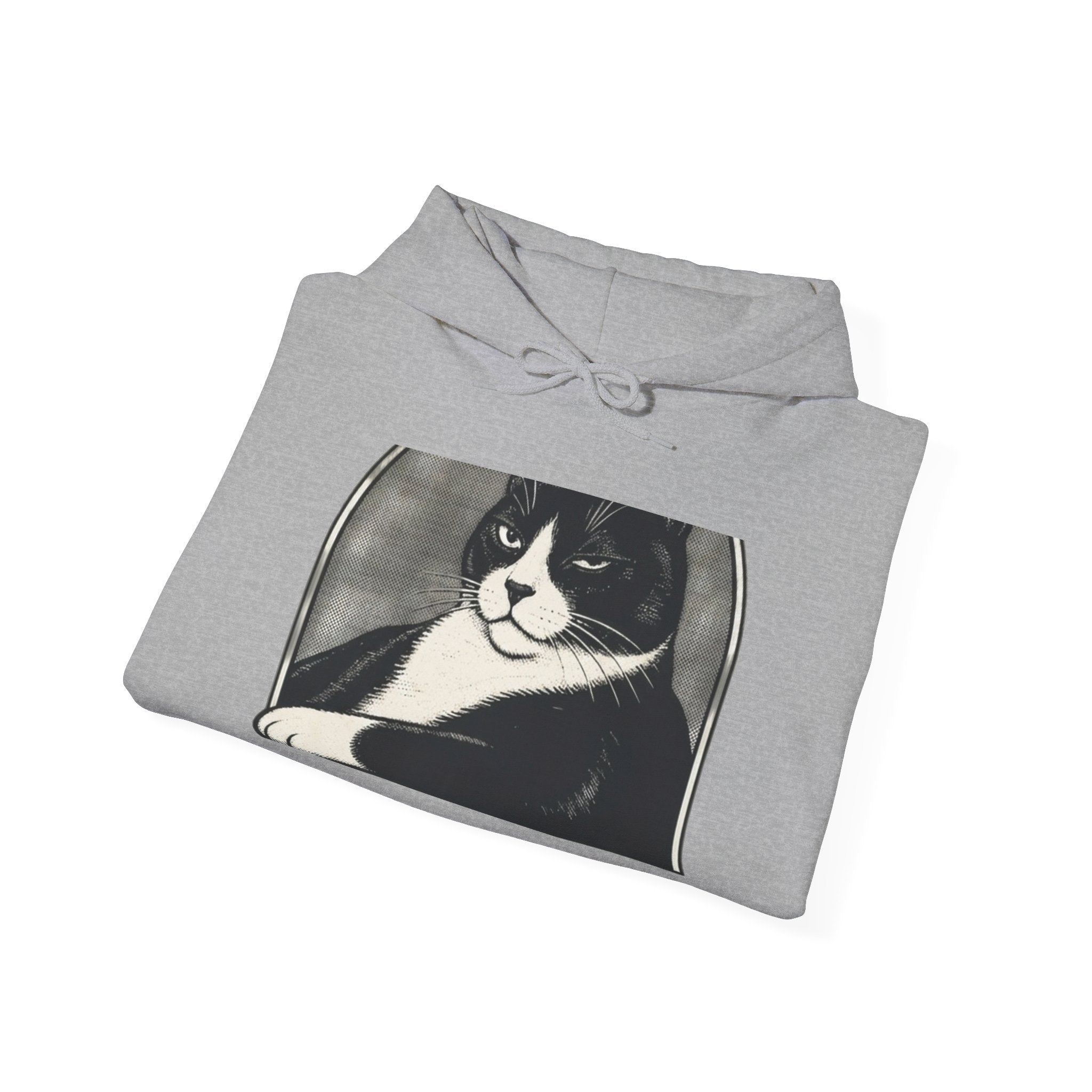 Tuxedo Cat Hoodie — Retro Black & White Cat Art Pullover