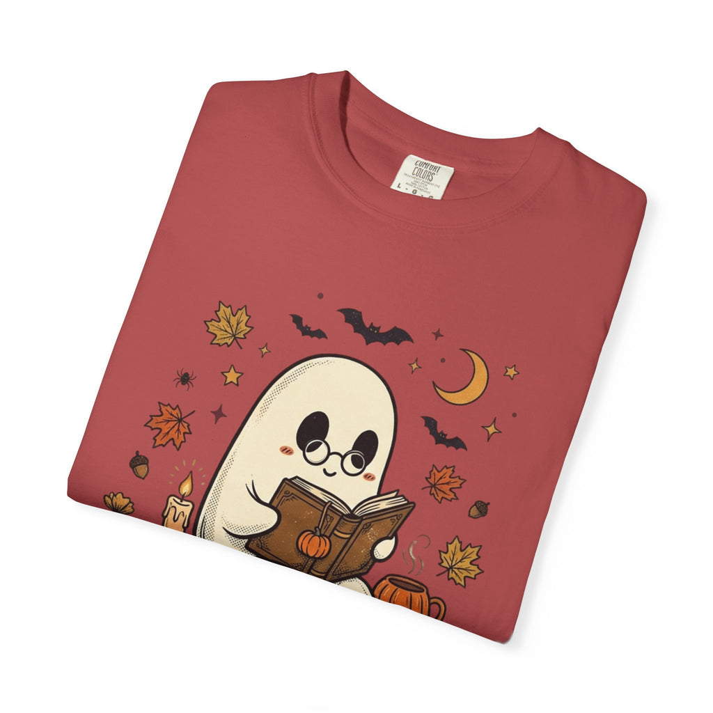 Ghost Reading Halloween T-Shirt – Cute Spooky Pumpkin & Books Tee