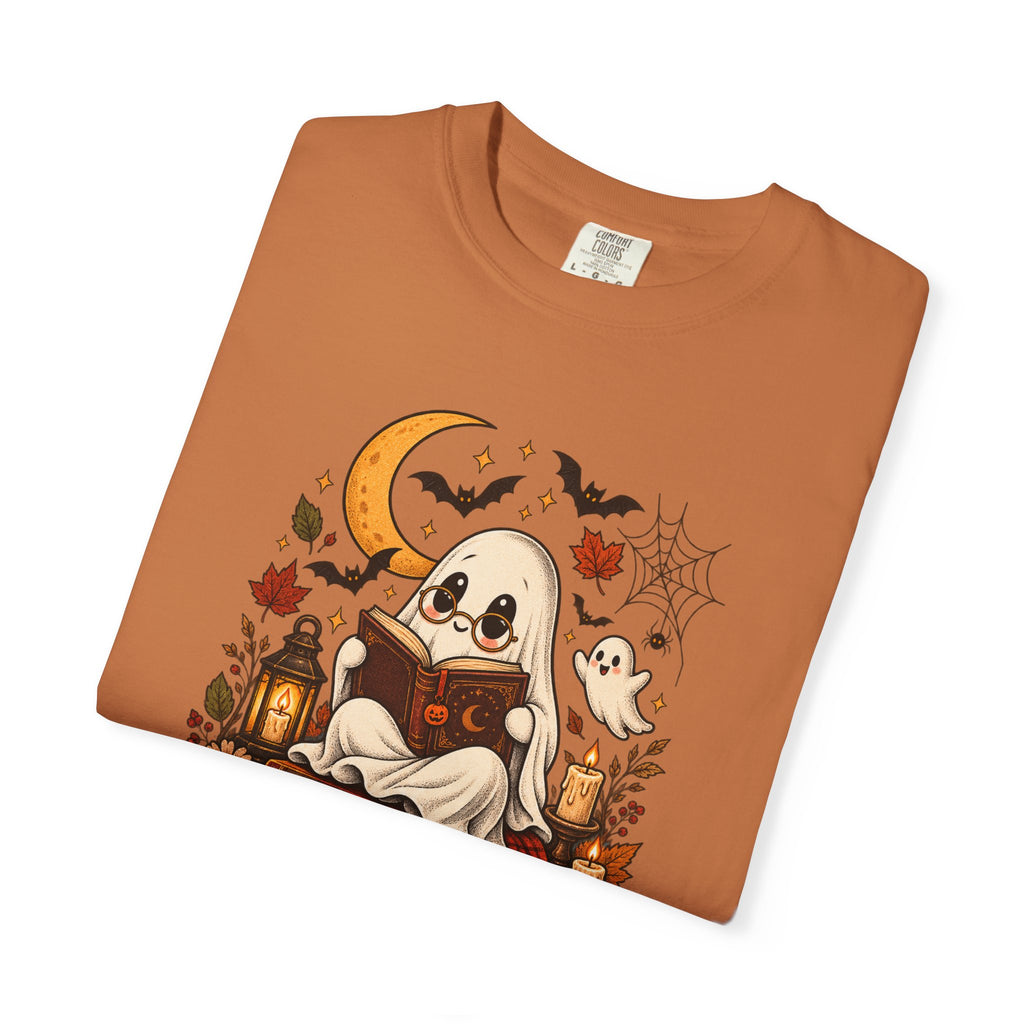 Halloween Ghost Reading T-Shirt — Cute Spooky Pumpkin & Bats Tee
