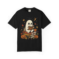 Ghost Reading Halloween T-Shirt – Cute Spooky Pumpkin & Books Tee