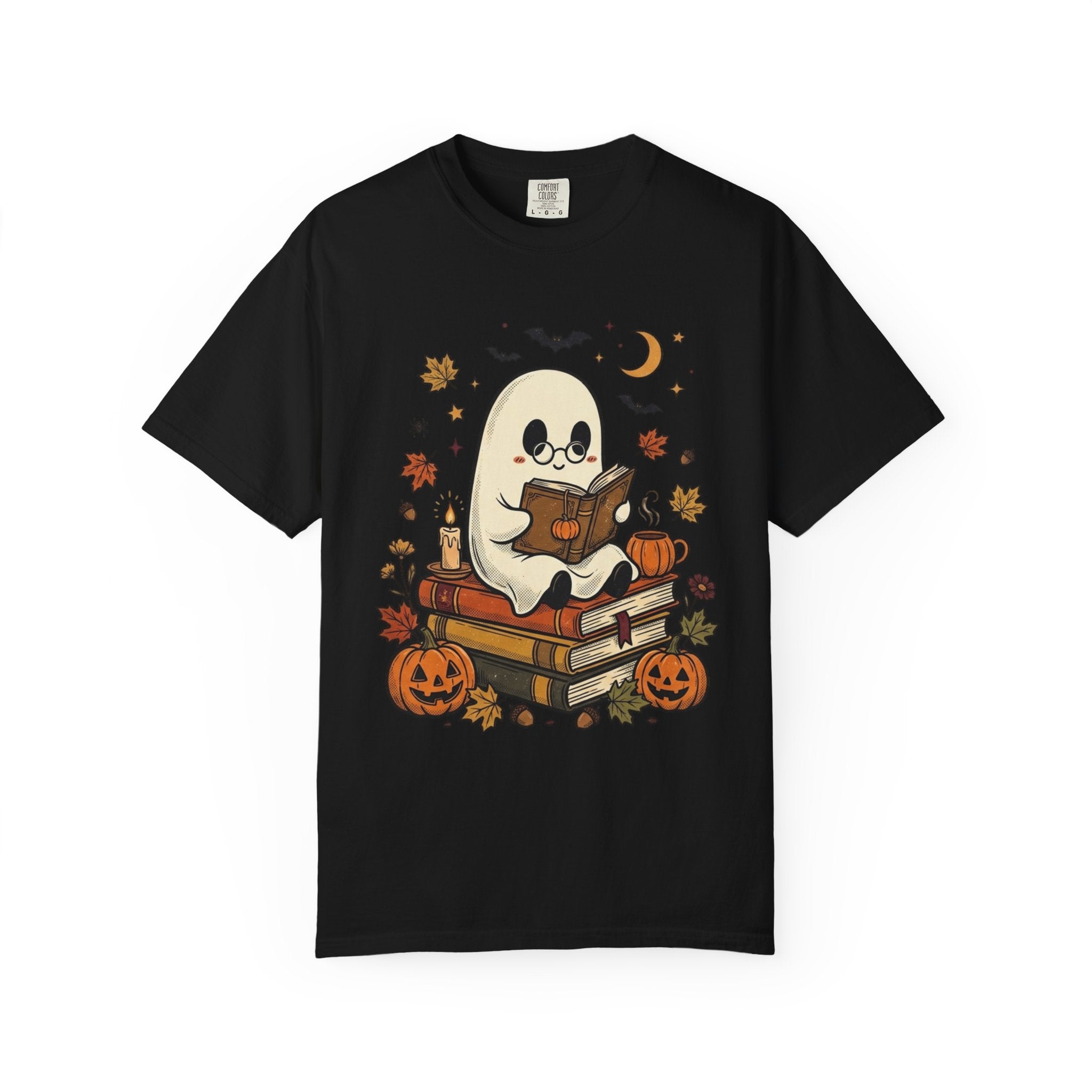 Ghost Reading Halloween T-Shirt – Cute Spooky Pumpkin & Books Tee