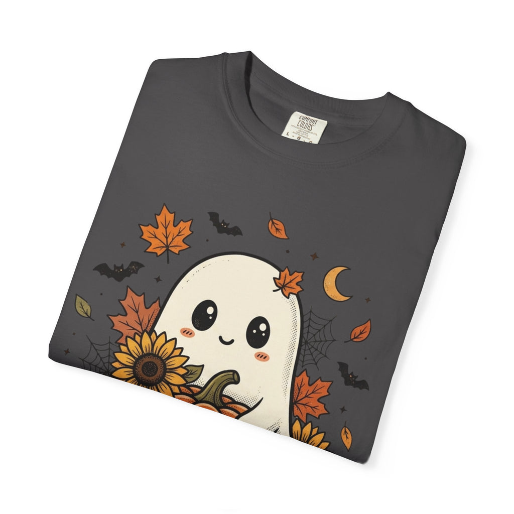 Cute Ghost Pumpkin Halloween T-Shirt — Sunflowers & Jack-O'-Lantern Tee