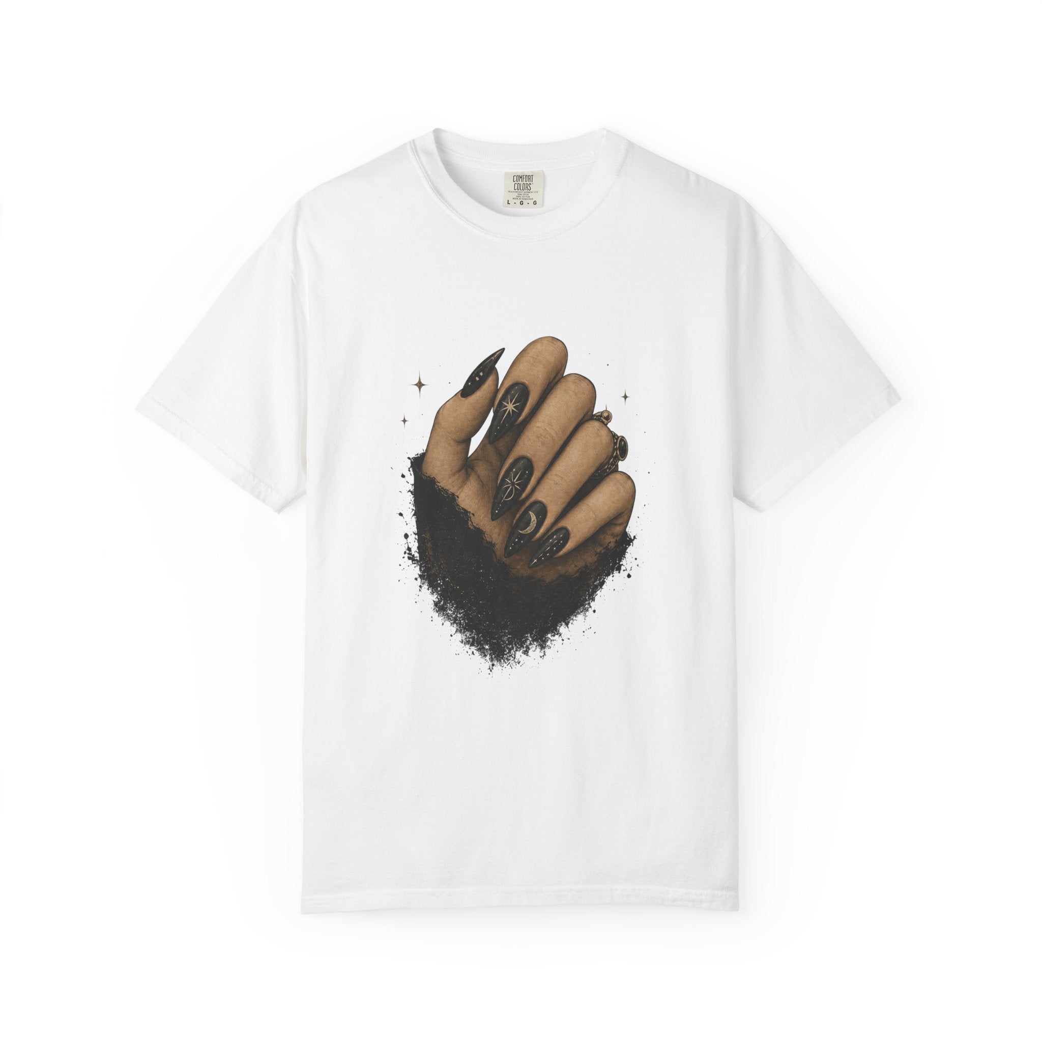 Edgy gothic nail art t-shirt, alternative fashion tee