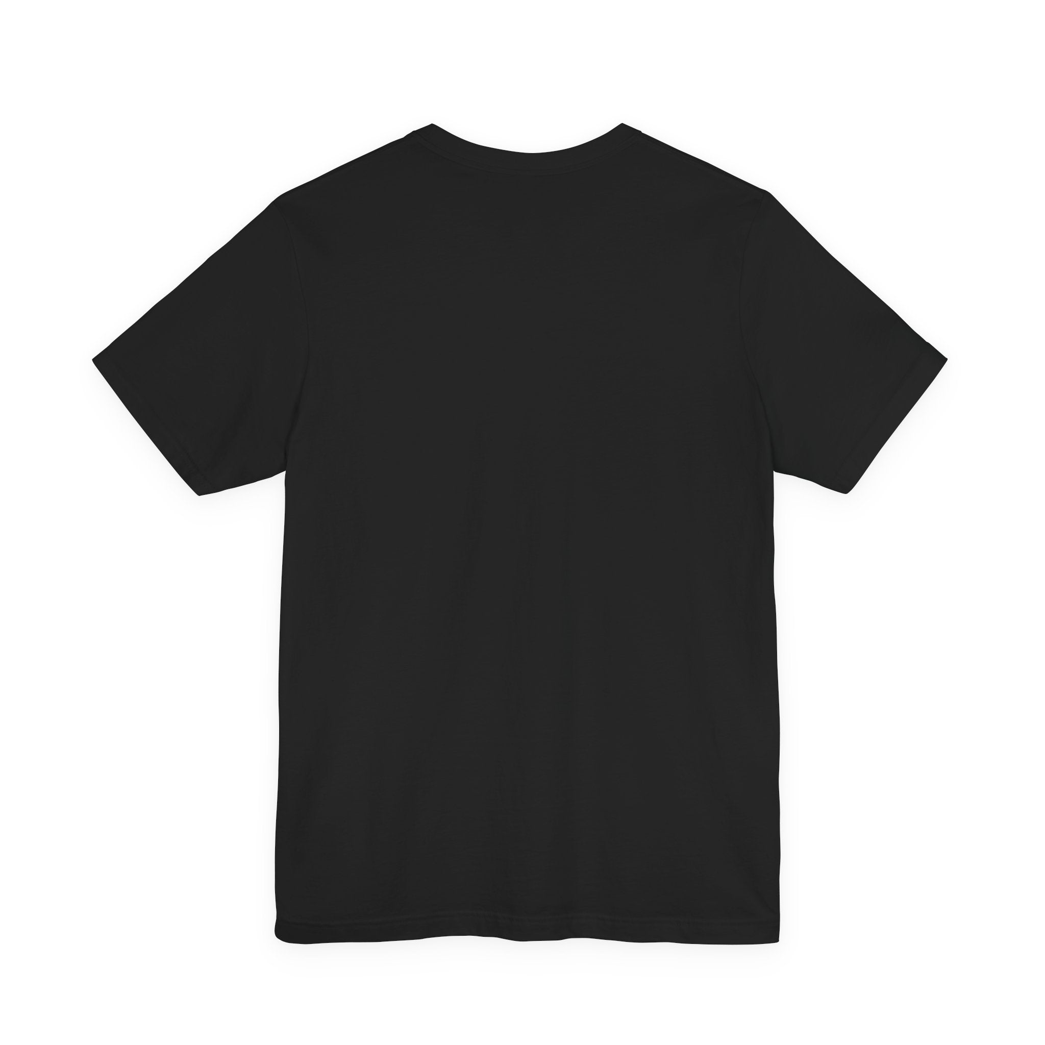 Black cat Halloween T-shirt back view, perfect for spooky season and cat lovers