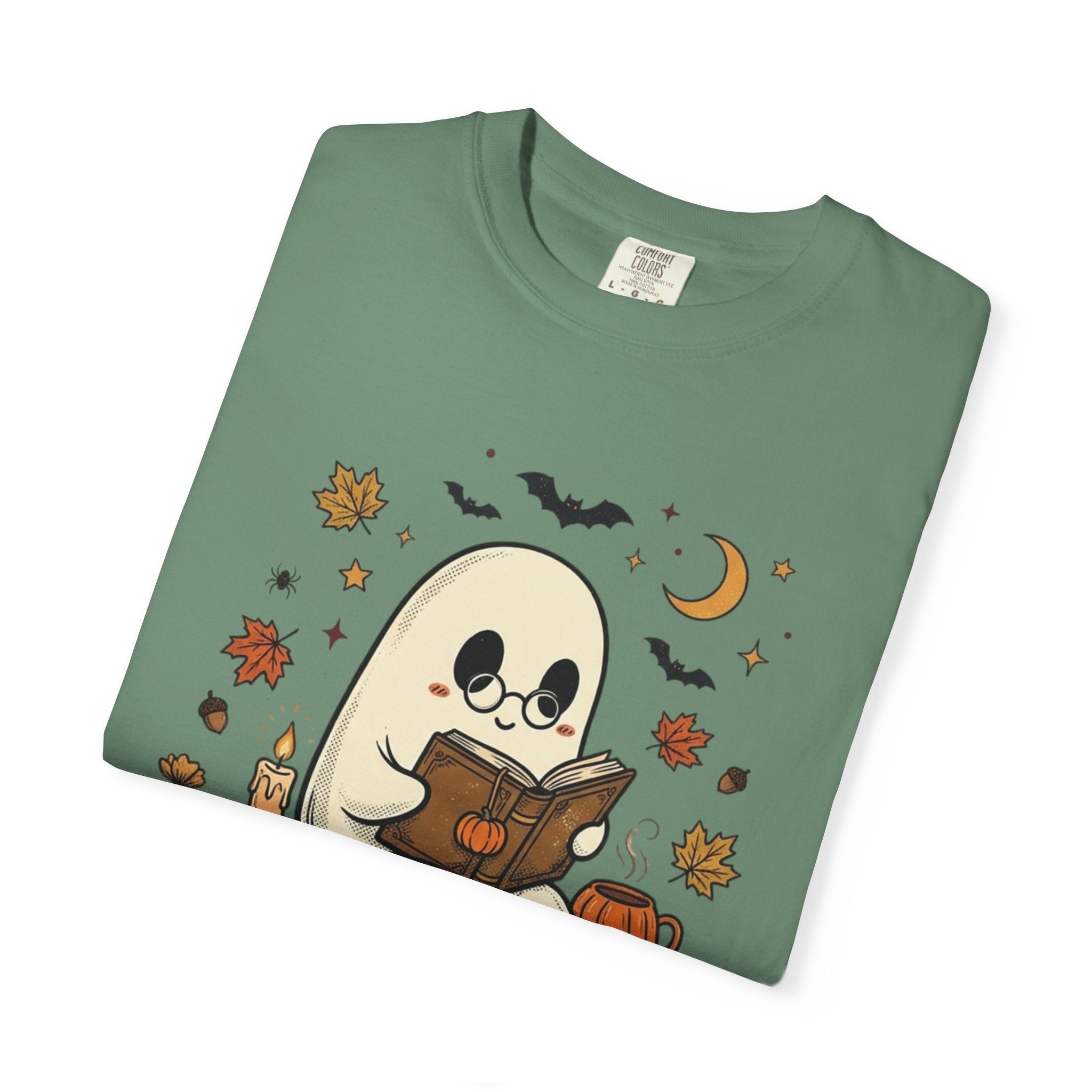 Ghost Reading Halloween T-Shirt – Cute Spooky Pumpkin & Books Tee