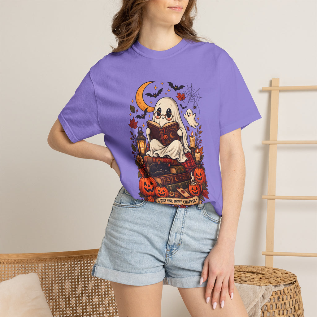 Halloween Ghost Reading T-Shirt — Cute Spooky Pumpkin & Bats Tee