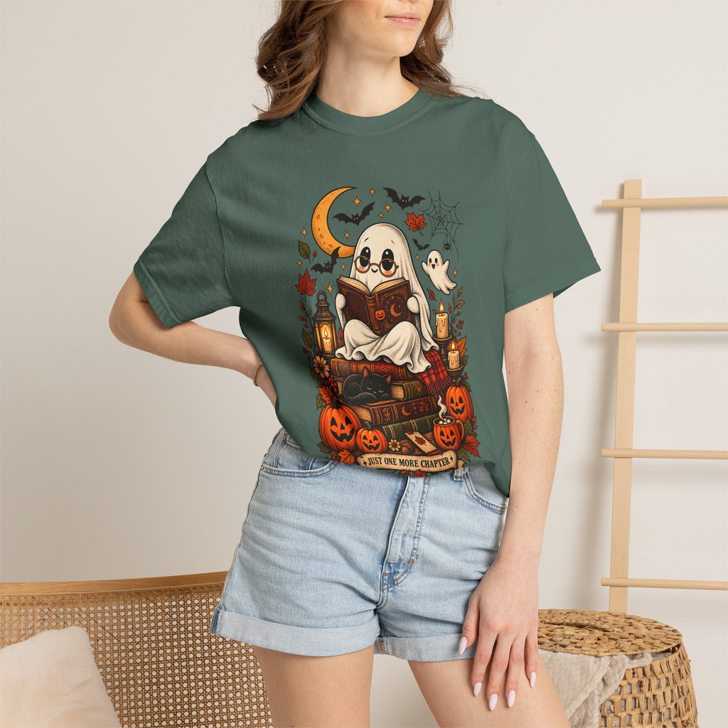 Halloween Ghost Reading T-Shirt — Cute Spooky Pumpkin & Bats Tee