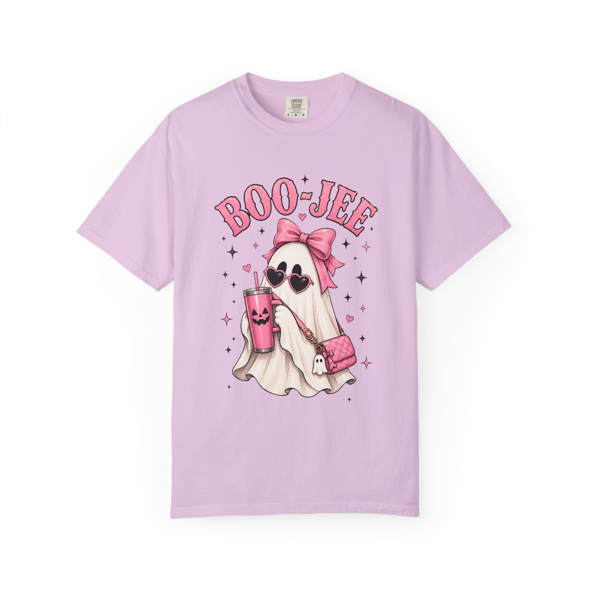 Boo-Jee Cute Ghost Tee — Pink Halloween Graphic T-Shirt