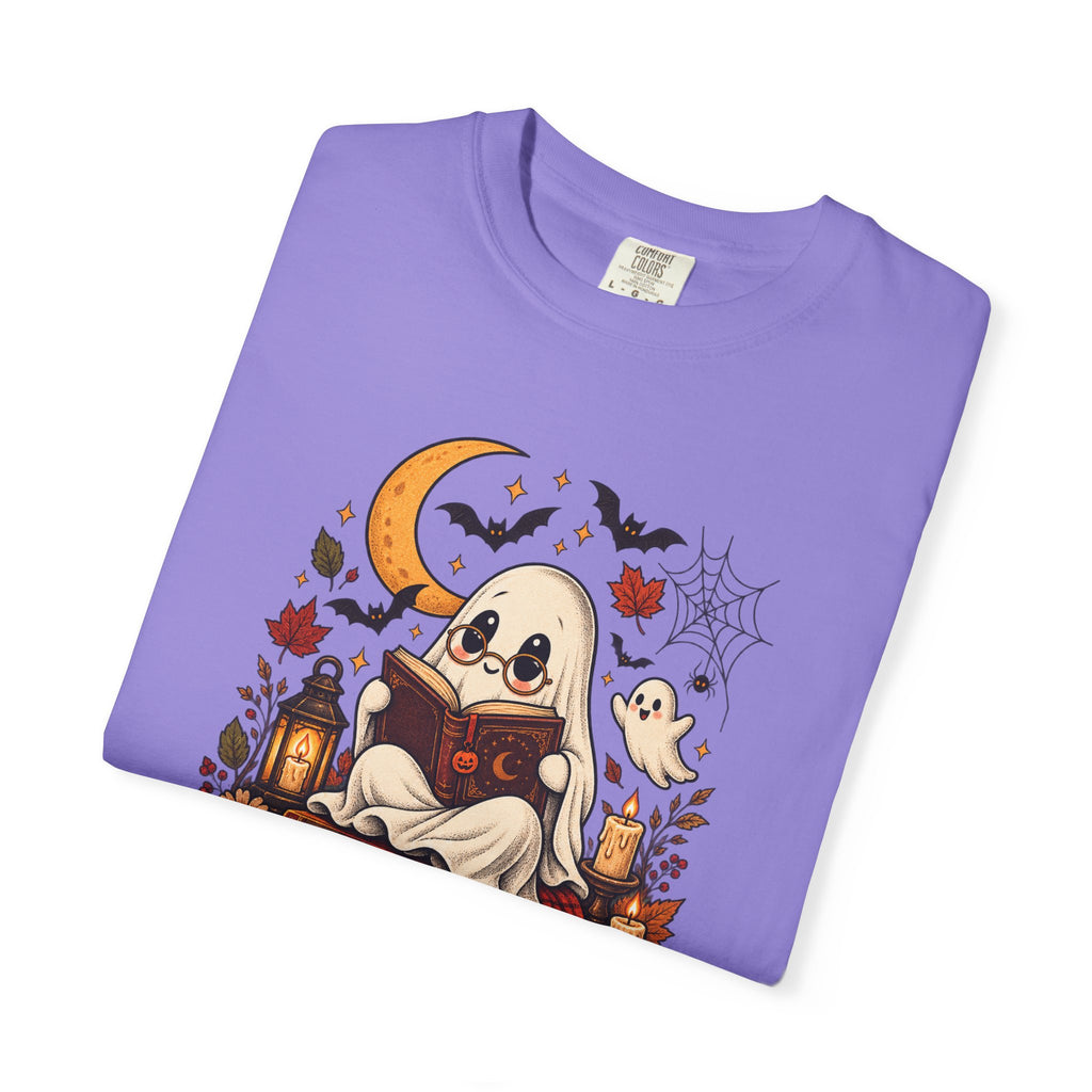 Halloween Ghost Reading T-Shirt — Cute Spooky Pumpkin & Bats Tee