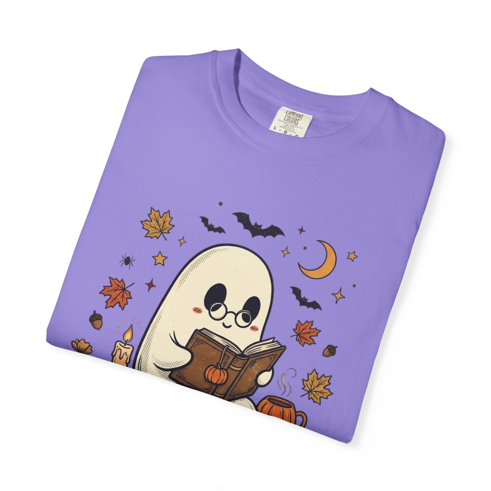 Ghost Reading Halloween T-Shirt – Cute Spooky Pumpkin & Books Tee