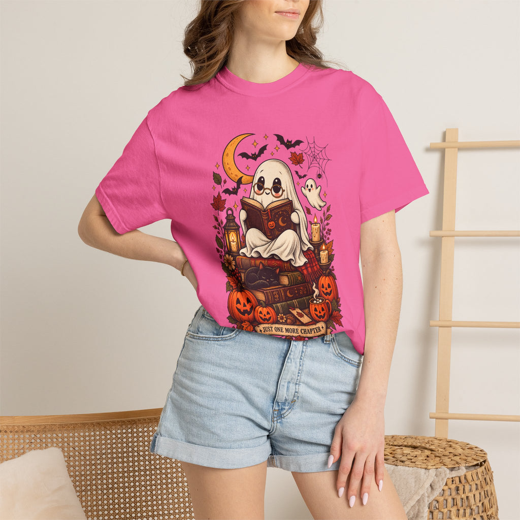 Halloween Ghost Reading T-Shirt — Cute Spooky Pumpkin & Bats Tee