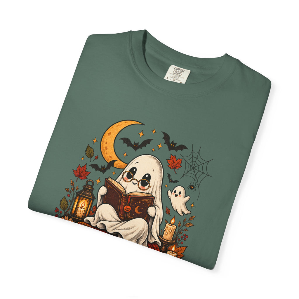 Halloween Ghost Reading T-Shirt — Cute Spooky Pumpkin & Bats Tee