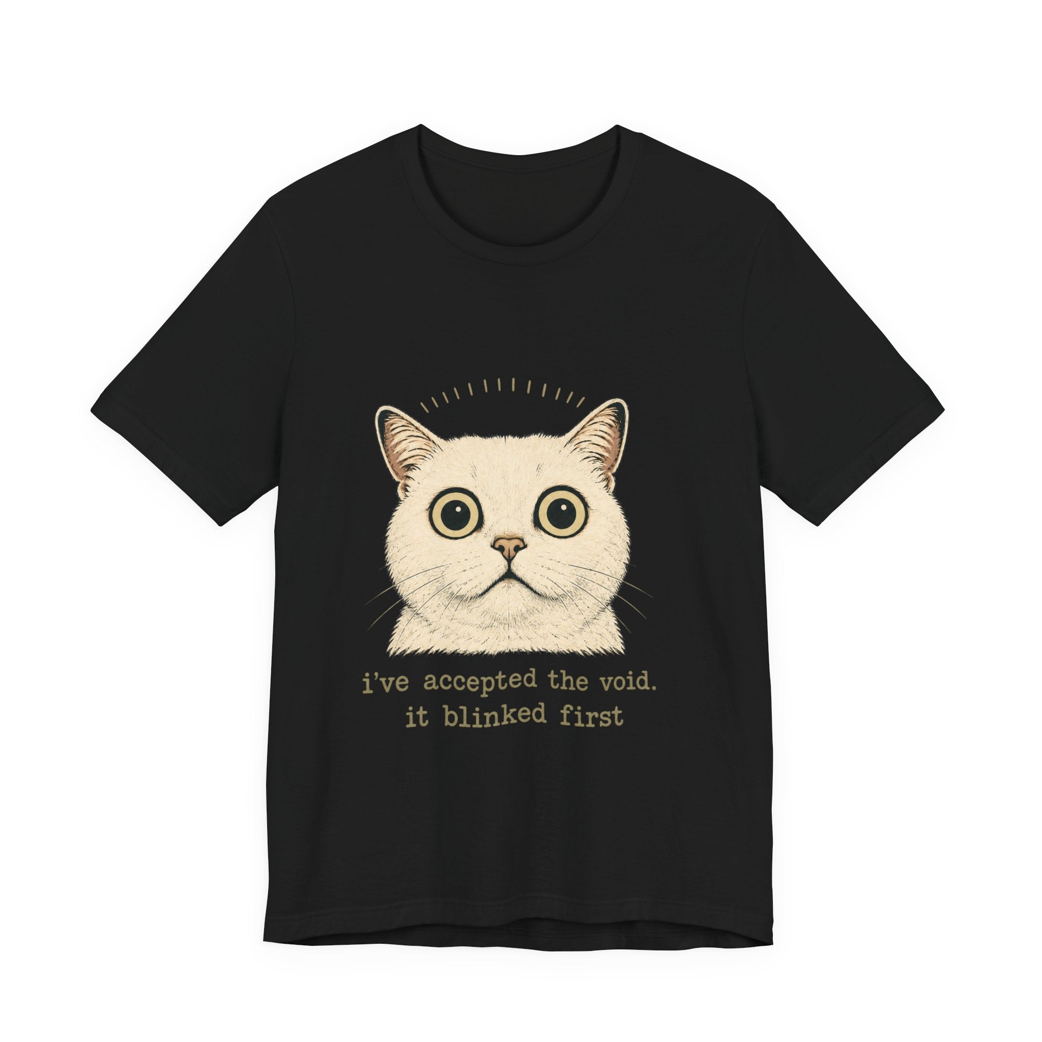 Funny cat Halloween T-shirt with 'I've accepted the void' text, perfect for cat lovers and spooky gifts.