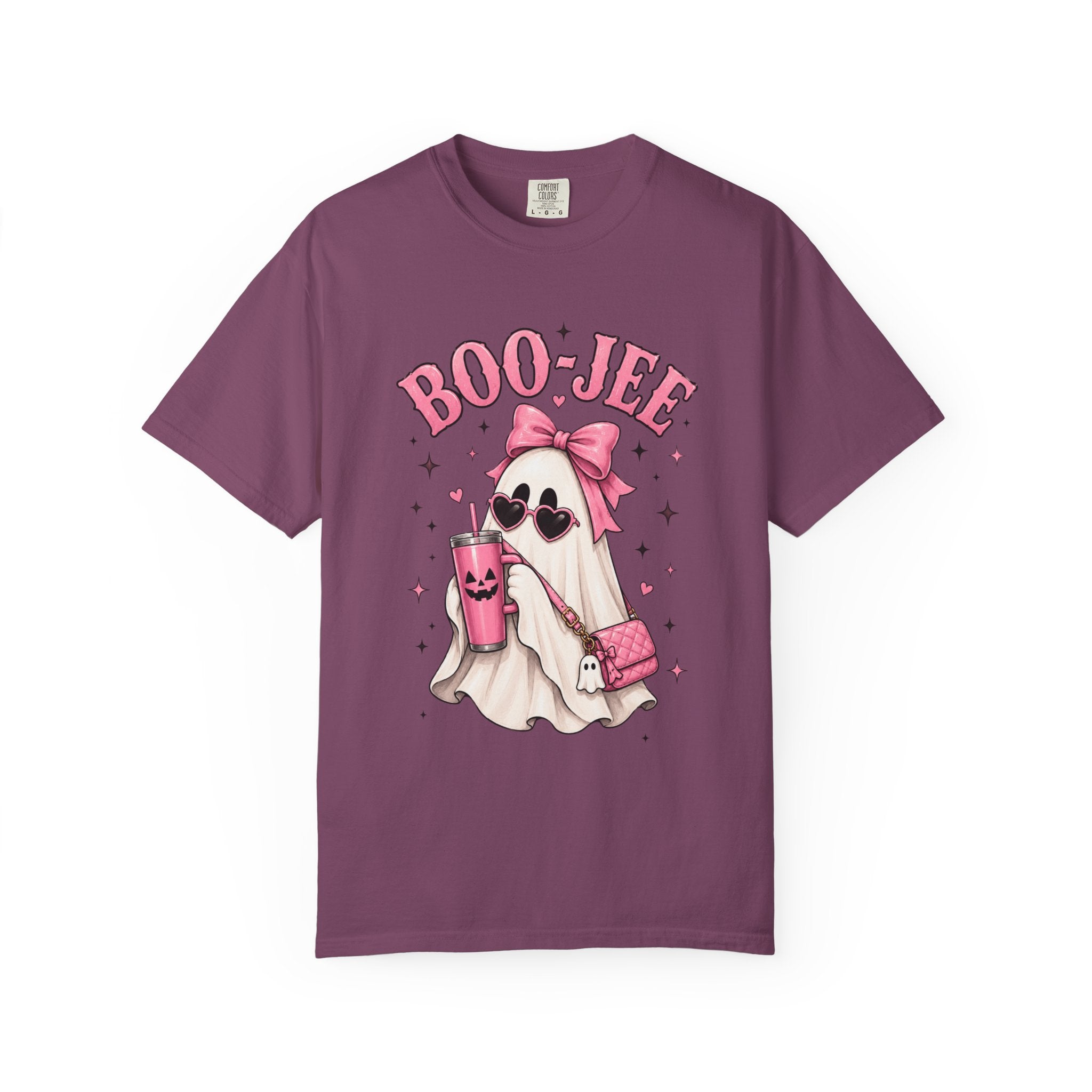 Boo-Jee Cute Ghost Tee — Pink Halloween Graphic T-Shirt