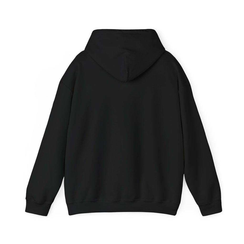 Black hoodie back view, perfect for Halloween cat lovers and spooky season gifts