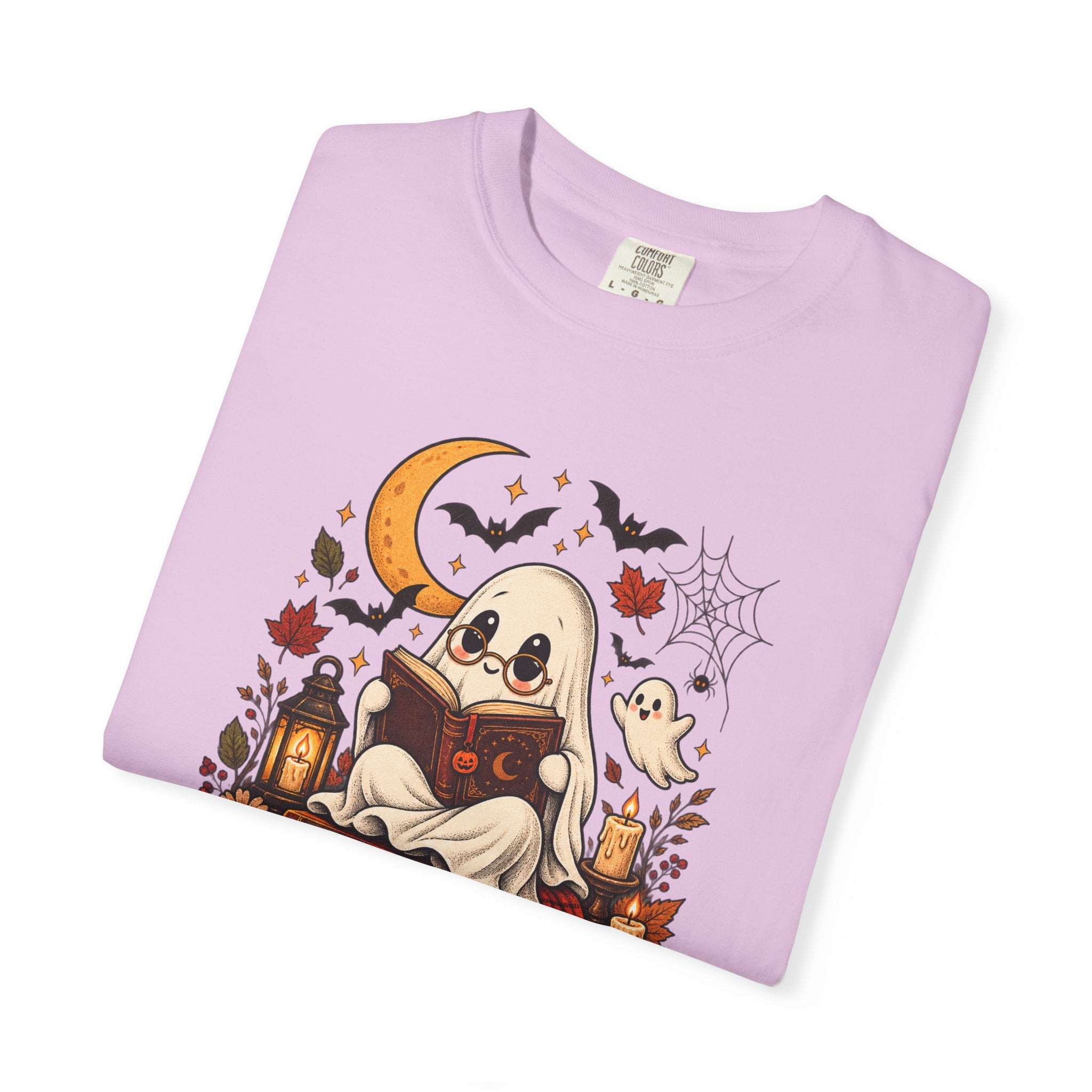 Halloween Ghost Reading T-Shirt — Cute Spooky Pumpkin & Bats Tee