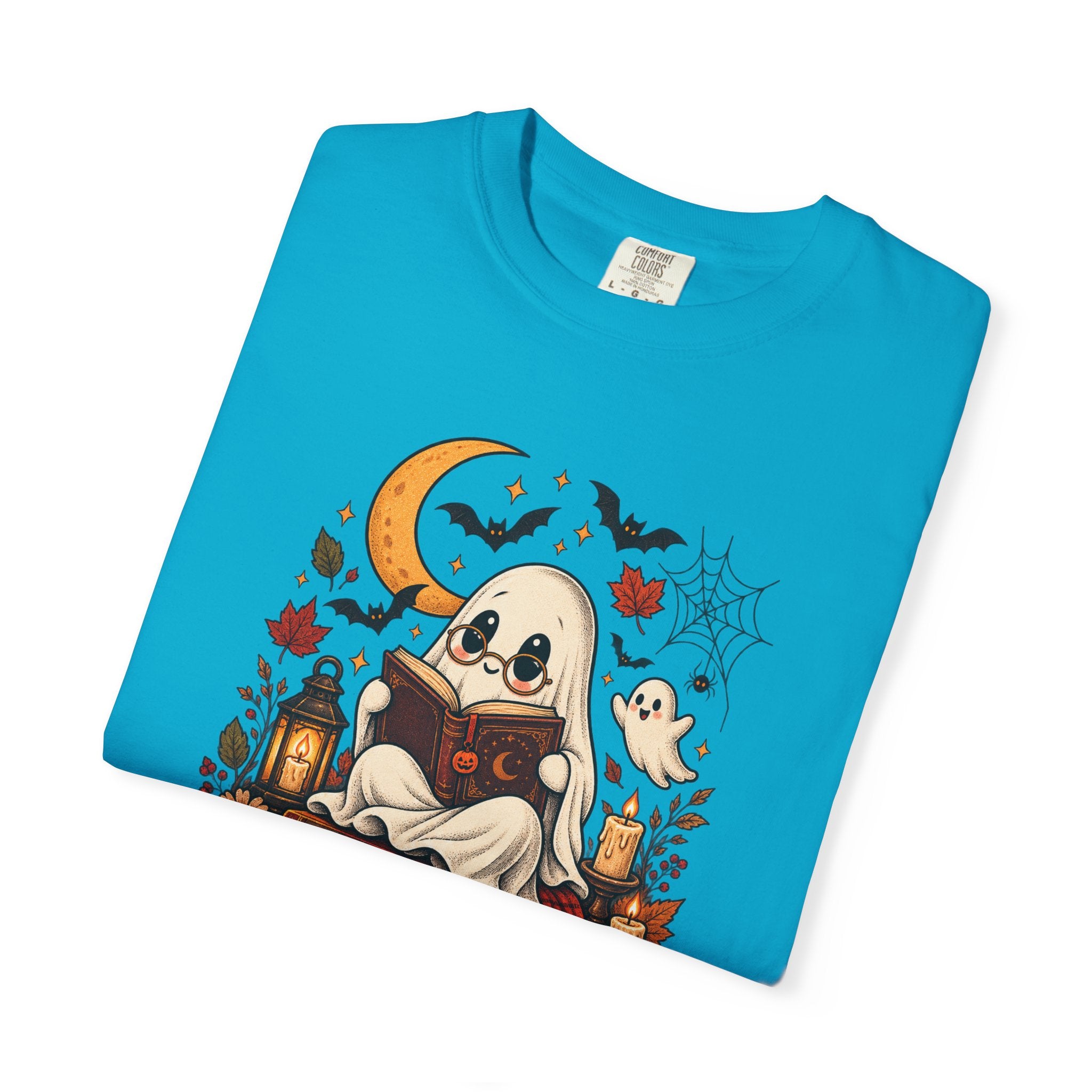 Halloween Ghost Reading T-Shirt — Cute Spooky Pumpkin & Bats Tee