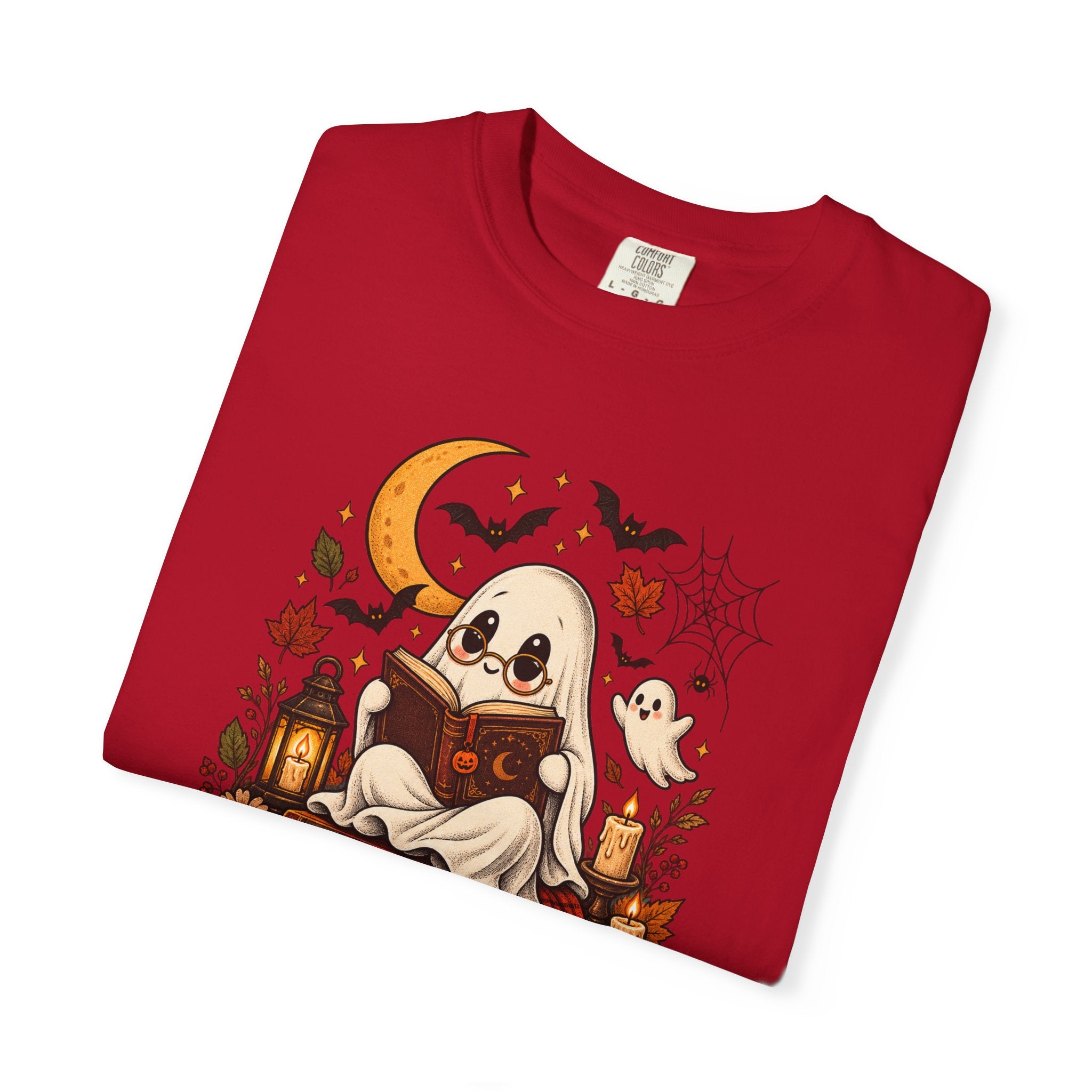Halloween Ghost Reading T-Shirt — Cute Spooky Pumpkin & Bats Tee