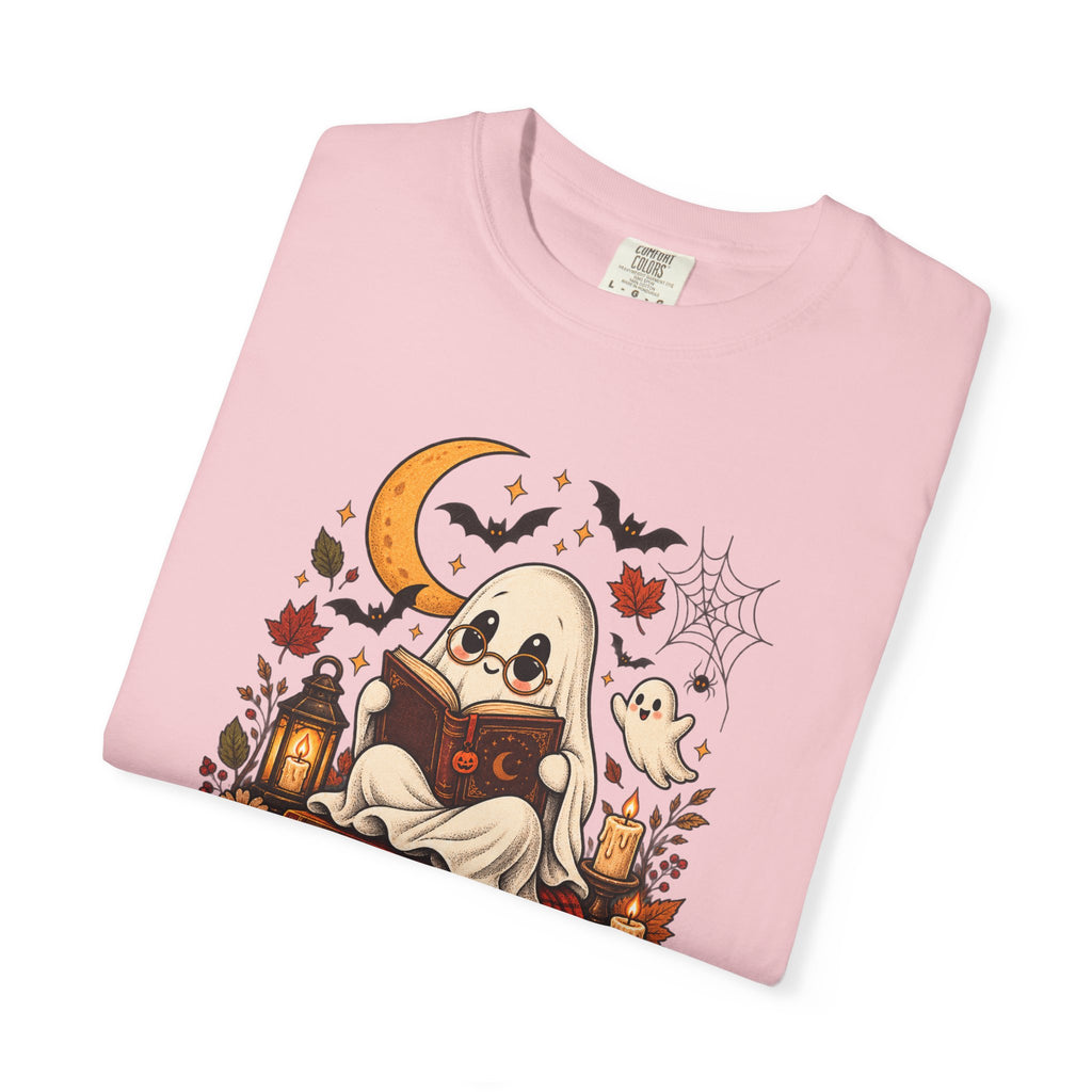 Halloween Ghost Reading T-Shirt — Cute Spooky Pumpkin & Bats Tee