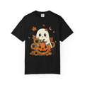 Cute Ghost Pumpkin Halloween T-Shirt — Sunflowers & Jack-O'-Lantern Tee