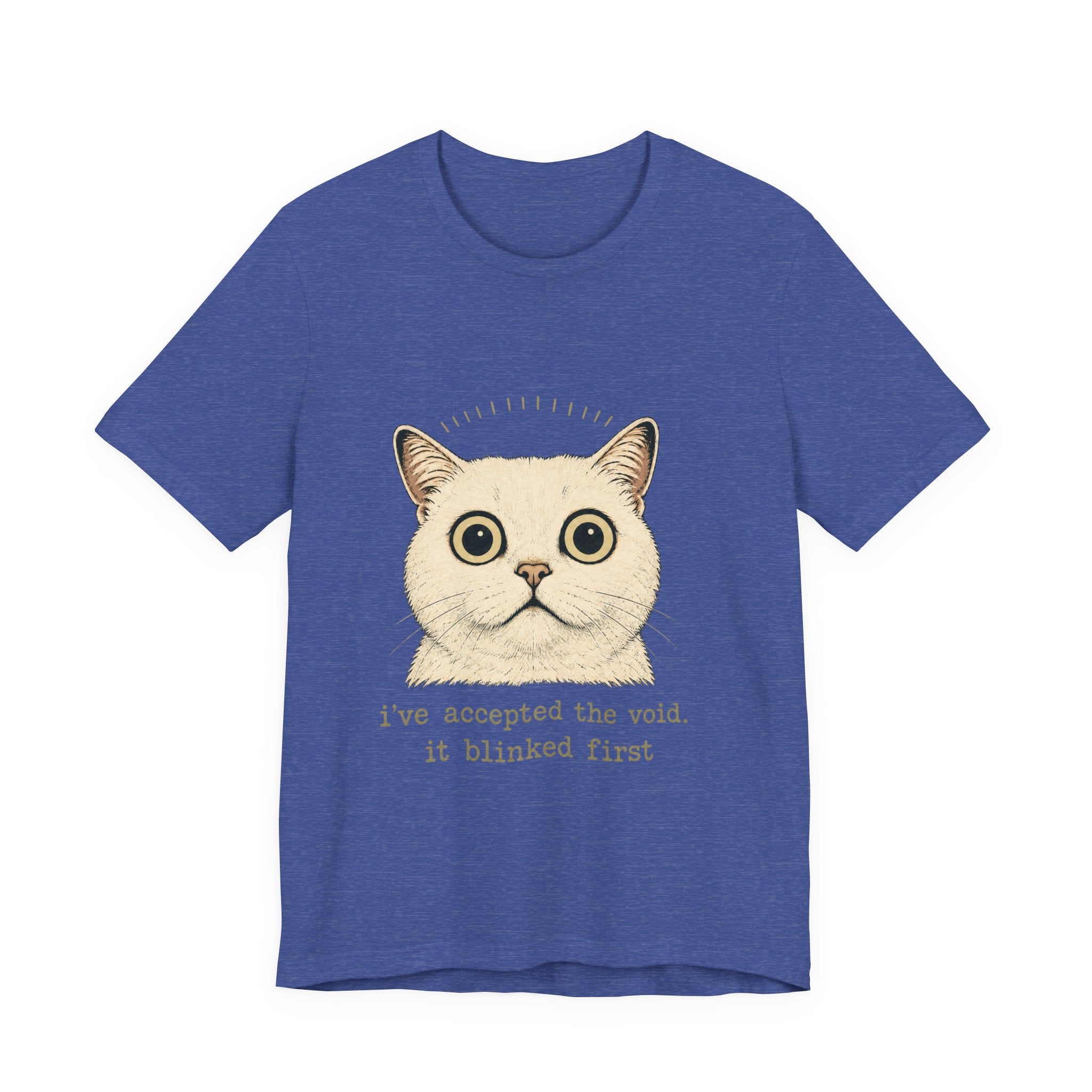Blue Halloween cat T-shirt with funny quote, perfect for cat lovers and spooky season gifts