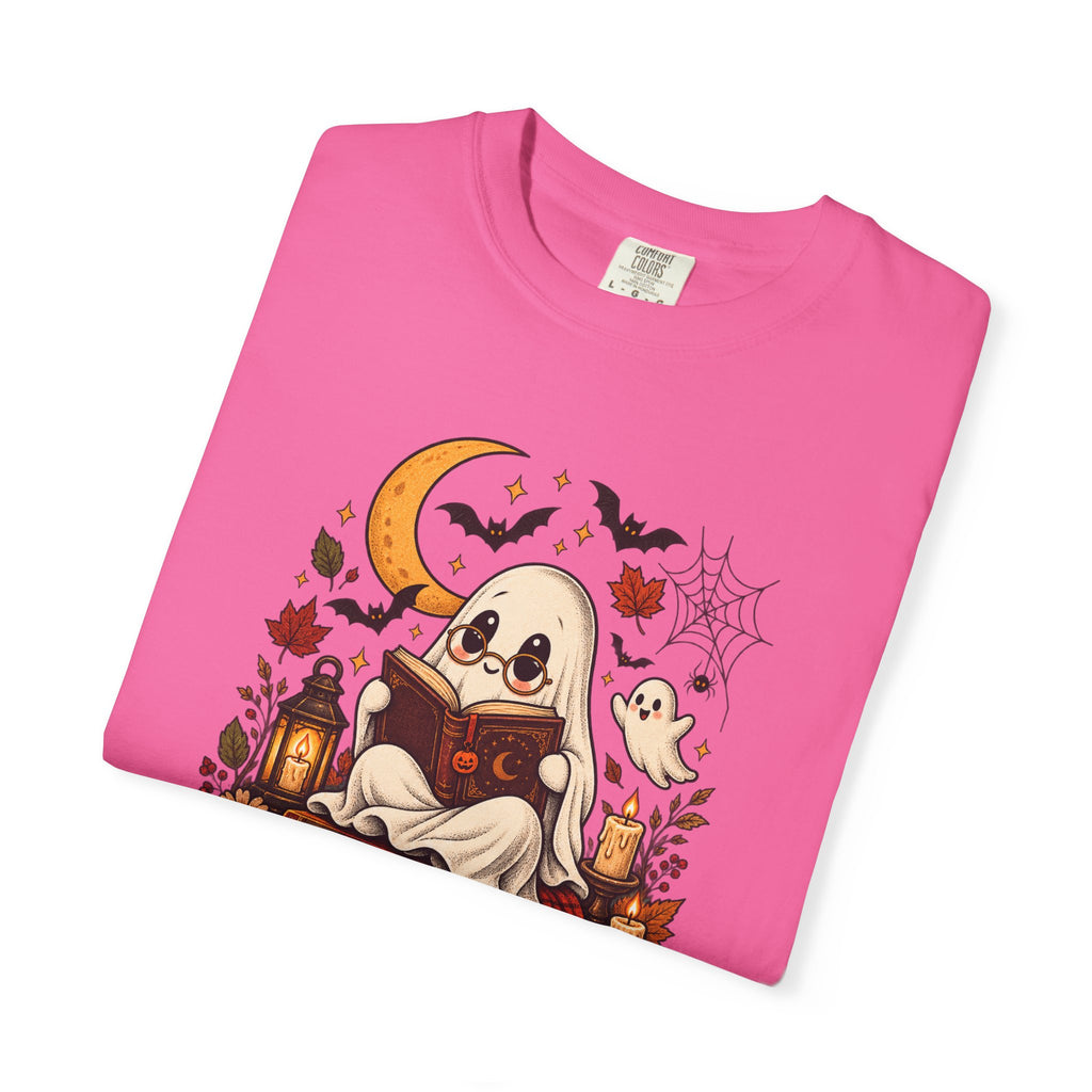 Halloween Ghost Reading T-Shirt — Cute Spooky Pumpkin & Bats Tee