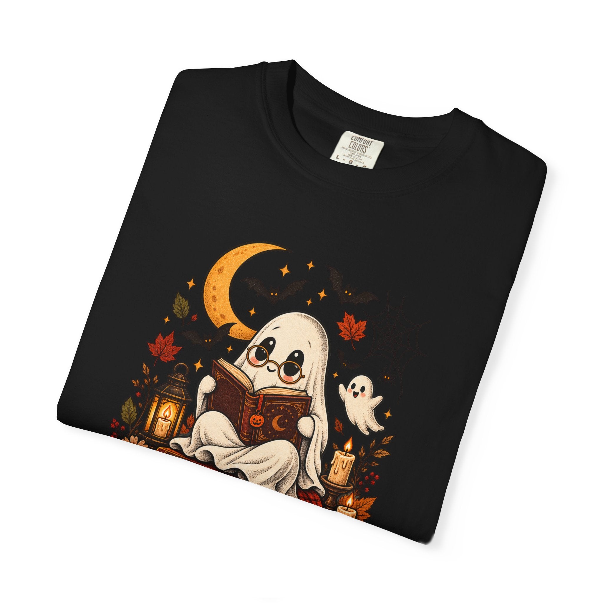 Halloween Ghost Reading T-Shirt — Cute Spooky Pumpkin & Bats Tee