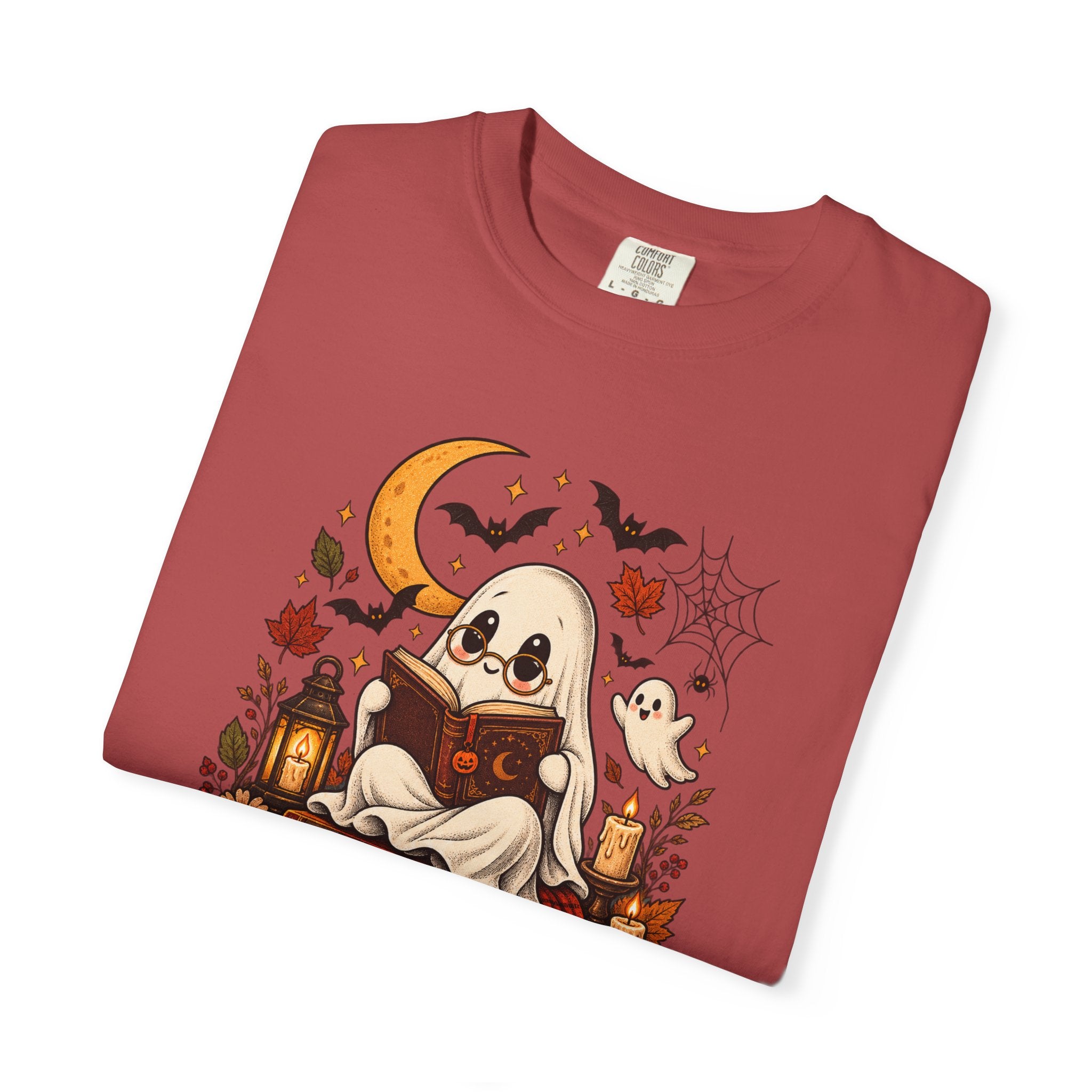 Halloween Ghost Reading T-Shirt — Cute Spooky Pumpkin & Bats Tee